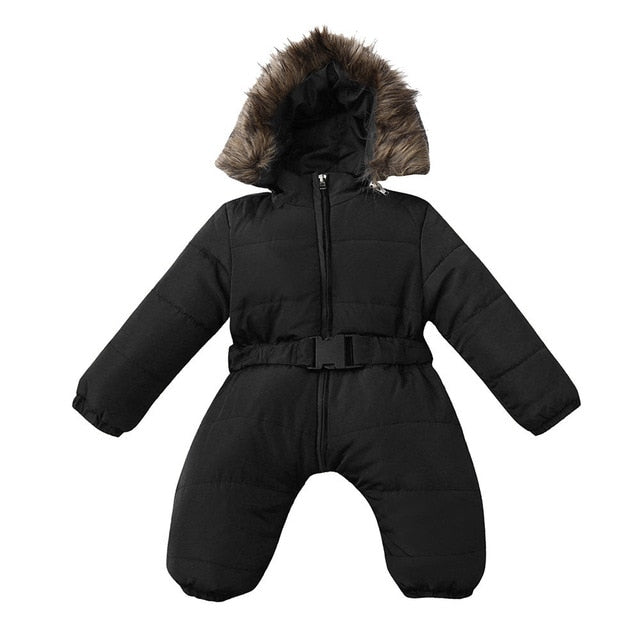 LOOZYKIT Baby Down Jacket Jumpsuit Winter Newborn Baby Jacket Winter Fashion Solid Thick Hooded Romper Baby Winter Warm Suit