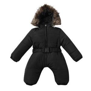 LOOZYKIT Baby Down Jacket Jumpsuit Winter Newborn Baby Jacket Winter Fashion Solid Thick Hooded Romper Baby Winter Warm Suit