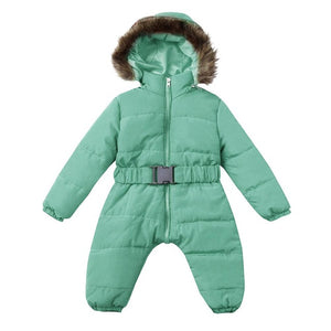 LOOZYKIT Baby Down Jacket Jumpsuit Winter Newborn Baby Jacket Winter Fashion Solid Thick Hooded Romper Baby Winter Warm Suit