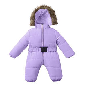 LOOZYKIT Baby Down Jacket Jumpsuit Winter Newborn Baby Jacket Winter Fashion Solid Thick Hooded Romper Baby Winter Warm Suit
