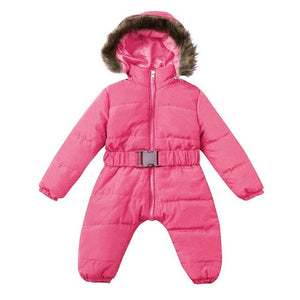 LOOZYKIT Baby Down Jacket Jumpsuit Winter Newborn Baby Jacket Winter Fashion Solid Thick Hooded Romper Baby Winter Warm Suit