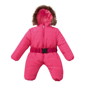 LOOZYKIT Baby Down Jacket Jumpsuit Winter Newborn Baby Jacket Winter Fashion Solid Thick Hooded Romper Baby Winter Warm Suit