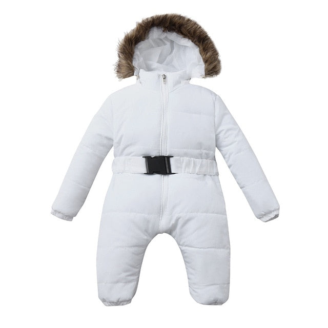 LOOZYKIT Baby Down Jacket Jumpsuit Winter Newborn Baby Jacket Winter Fashion Solid Thick Hooded Romper Baby Winter Warm Suit