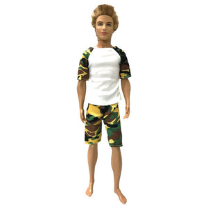 NK One Pcs Doll Casual Wear T-Shirt Trousers Summer Outfit Short Pants Ken Clothes Mix Style For Barbie Ken Doll Accessories JJ
