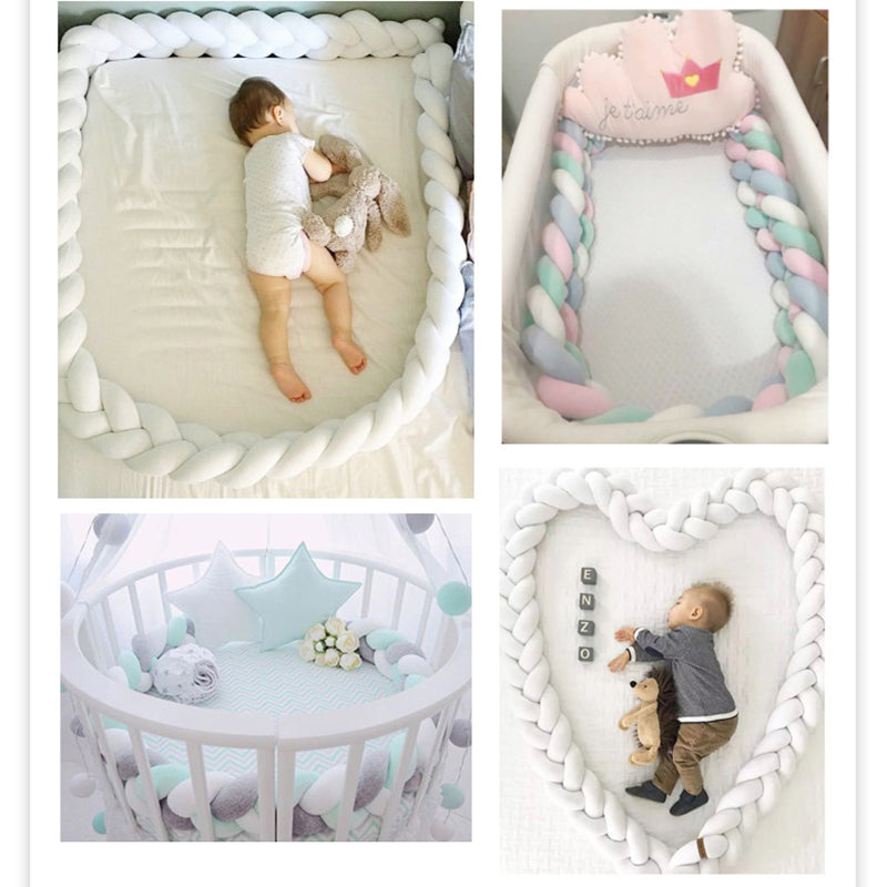 1M 3 Knot Soft Baby Bed Bumper Crib Pad Protection Bedding for Infant Cotton Colorful Comfort Pillow Bumpers For Baby Room Decor