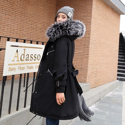 Pregnant Women Winter Jacket 2019 New Fashion Sweet Plus Velvet Thick Coat Belt Tide Cotton Clothing Fur Collar Hooded Top f1759