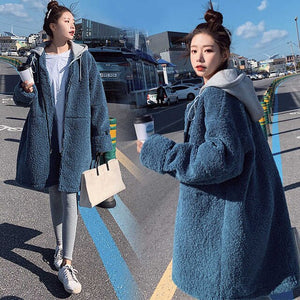 Long Coats Fleece Jackets Winter Warm Teddy Coat Cardigan Office Lady Sexy Pregnant woman Wool Blends Full Tops Overcoats