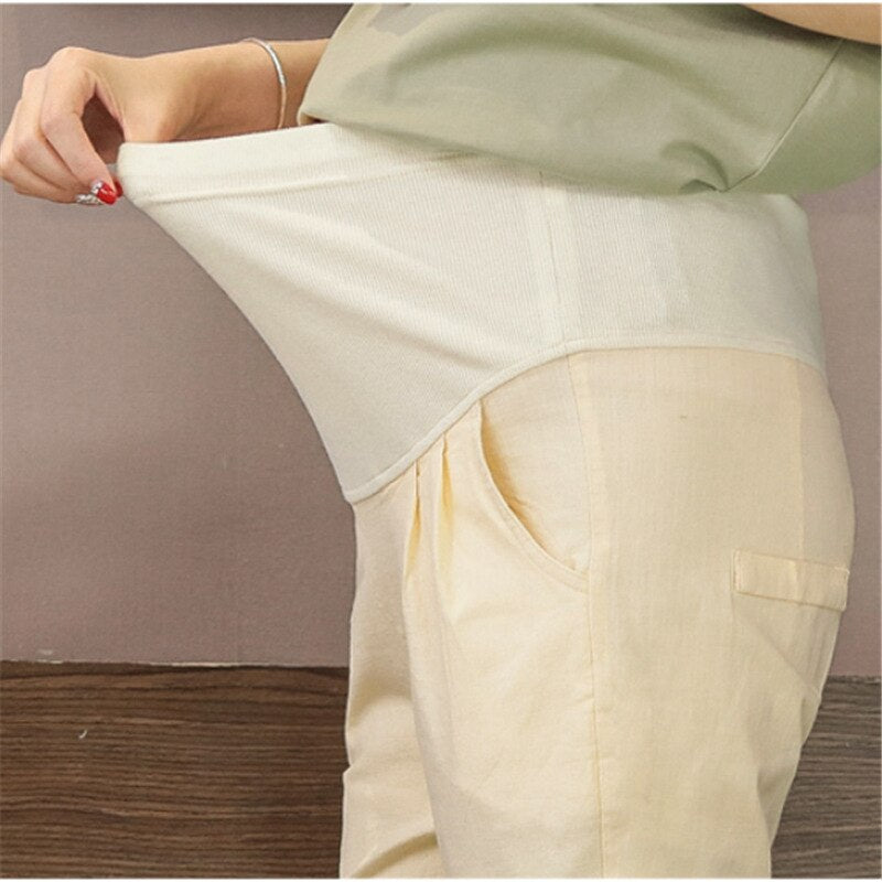 2019 Photo Shoot New Style Summer Fashion Casual Loose-Fit High-waisted Cotton Linen Washing Water Large Size Pregnant Women Abd