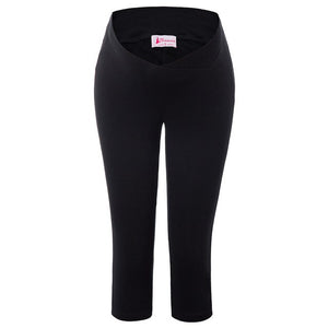 Ladies Pants Maternity Stretchy Comfy Cross front Casual Summer Homewear Womens Pregnant Cropped Pencil