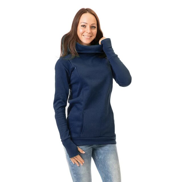 Women Nursing Pregnant Maternity Long Sleeve Tops Hooded Sweatshirt Solid Color Hoodie K2