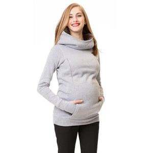 Women Nursing Pregnant Maternity Long Sleeve Tops Hooded Sweatshirt Solid Color Hoodie K2