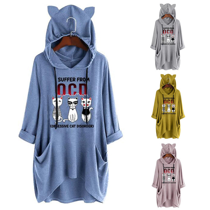 Fashion Cat Ears Maternity Hoodie Autumn Winter Pregnant Tops Lovely Premium Cat Hoodie Plus Size 5XL Sweatshirts