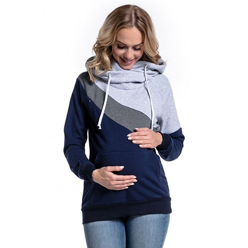 AliExpress EBay Amazon Hot Selling Europe And America New Style Three-Color Joint Hooded Pregnant Women Nursing Clothes Hoodie