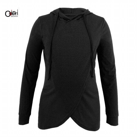 Osunlin Maternity Sweatshirt Women Nursing Hooded Breastfeeding Sweatshirt Long Sleeves Hoodie Pregnant Front Slit Hoodies