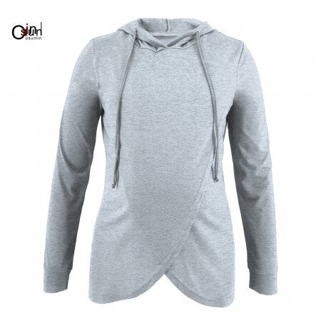 Osunlin Maternity Sweatshirt Women Nursing Hooded Breastfeeding Sweatshirt Long Sleeves Hoodie Pregnant Front Slit Hoodies
