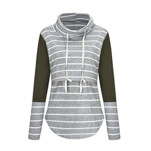 2019 Pregnant Women Hoodies Autumn Long Sleeve Striped Nursing Tops Turtleneck Maternity Breastfeeding