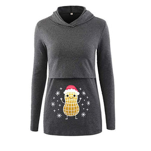 Christmas New Style Cross Border Supply of Goods 2019 Amazon Hooded Loose-Fit Solid Color Joint Printed-Nursing Pregnant Women H