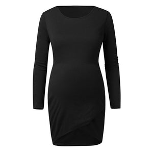 Women Pregnant Maternity O-Neck Long Sleeve Ruffles Solid Blouse Tops Plus Size Pregnancy Maternity Clothes Pregnant Clothing 7