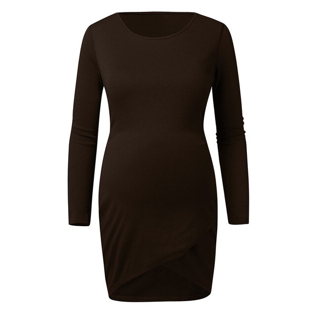 Women Pregnant Maternity O-Neck Long Sleeve Ruffles Solid Blouse Tops Plus Size Pregnancy Maternity Clothes Pregnant Clothing 7
