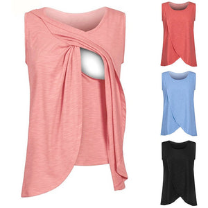 Summer Women's 2019 New Sleeveless Large Size Pregnant Women Loose Solid Breastfeeding Top Plus Size