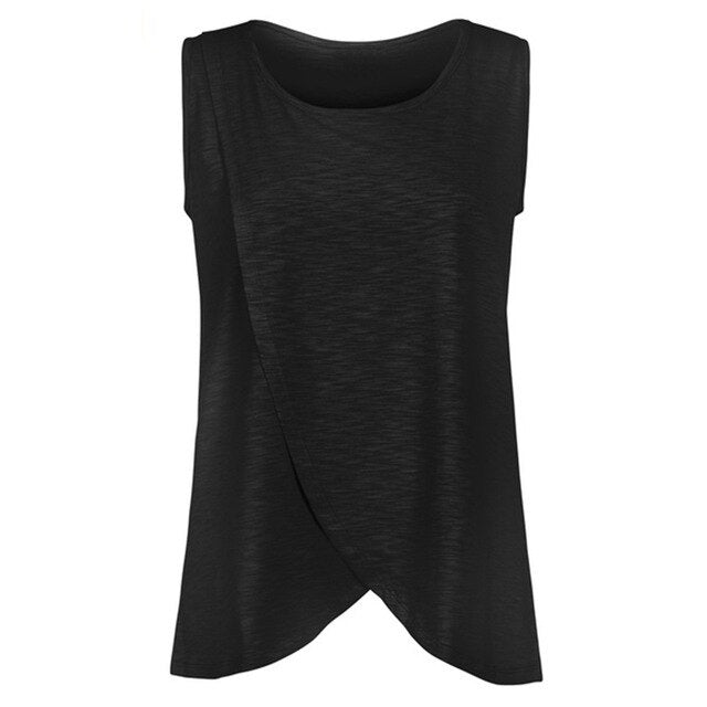 Summer Women's 2019 New Sleeveless Large Size Pregnant Women Loose Solid Breastfeeding Top Plus Size