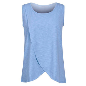 Summer Women's 2019 New Sleeveless Large Size Pregnant Women Loose Solid Breastfeeding Top Plus Size