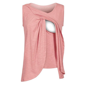 Summer Women's 2019 New Sleeveless Large Size Pregnant Women Loose Solid Breastfeeding Top Plus Size