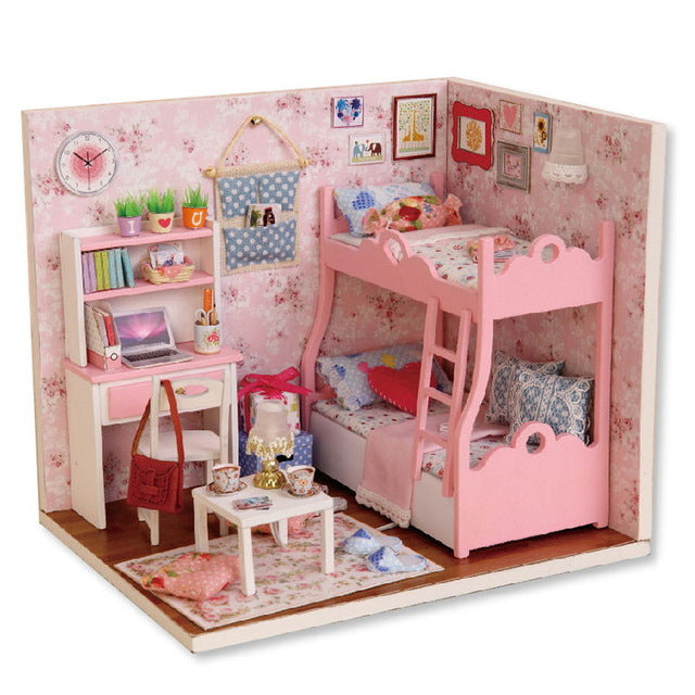 CUTEBEE Doll House DIY Miniature Dollhouse Model Wooden Toy Furnitures Casa De Boneca Dolls Houses Toys Birthday Gift H012