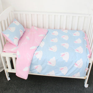 3Pcs Cotton Crib Bed Linen Kit For Boy Girl Cartoon Baby Bedding Set Includes Pillowcase Bed Sheet Duvet Cover Without Filler