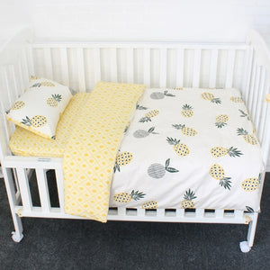 3Pcs Cotton Crib Bed Linen Kit For Boy Girl Cartoon Baby Bedding Set Includes Pillowcase Bed Sheet Duvet Cover Without Filler