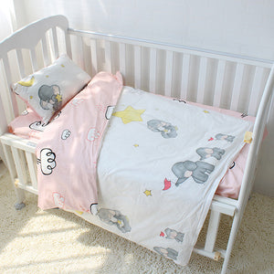 3Pcs Cotton Crib Bed Linen Kit For Boy Girl Cartoon Baby Bedding Set Includes Pillowcase Bed Sheet Duvet Cover Without Filler