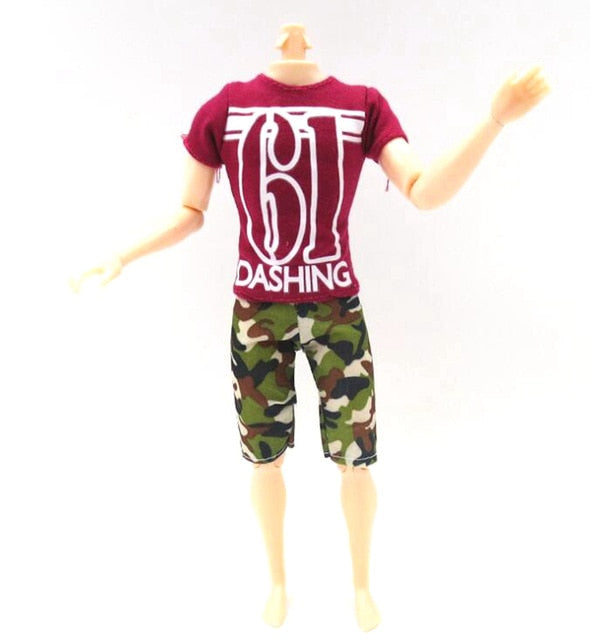 NK One Pcs Doll Casual Wear T-Shirt Trousers Summer Outfit Short Pants Ken Clothes Mix Style For Barbie Ken Doll Accessories JJ