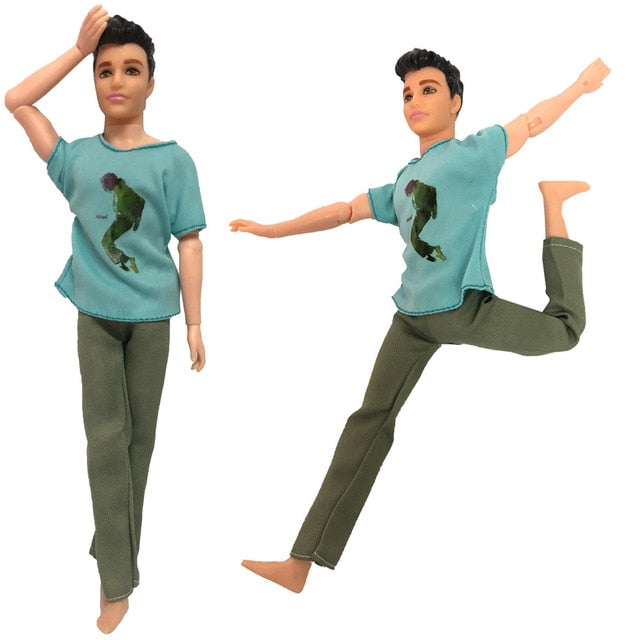 NK One Pcs Doll Casual Wear T-Shirt Trousers Summer Outfit Short Pants Ken Clothes Mix Style For Barbie Ken Doll Accessories JJ