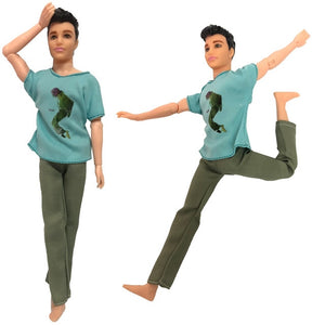 NK One Pcs Doll Casual Wear T-Shirt Trousers Summer Outfit Short Pants Ken Clothes Mix Style For Barbie Ken Doll Accessories JJ
