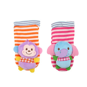 Wrist Strap Rattles Animal Socks Toy New A Pair 2pcs/set Baby Infant Soft Handbells Hand Foot Developmental Toys 0-12Months