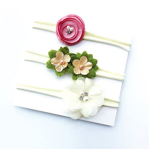 3Pcs Cute Rabbit Ear Baby Headband Neonata Bow Flower Elastic Haarband Baby Girls Headbands Children Turban Hair Accessories Set