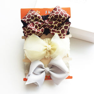 3Pcs Cute Rabbit Ear Baby Headband Neonata Bow Flower Elastic Haarband Baby Girls Headbands Children Turban Hair Accessories Set