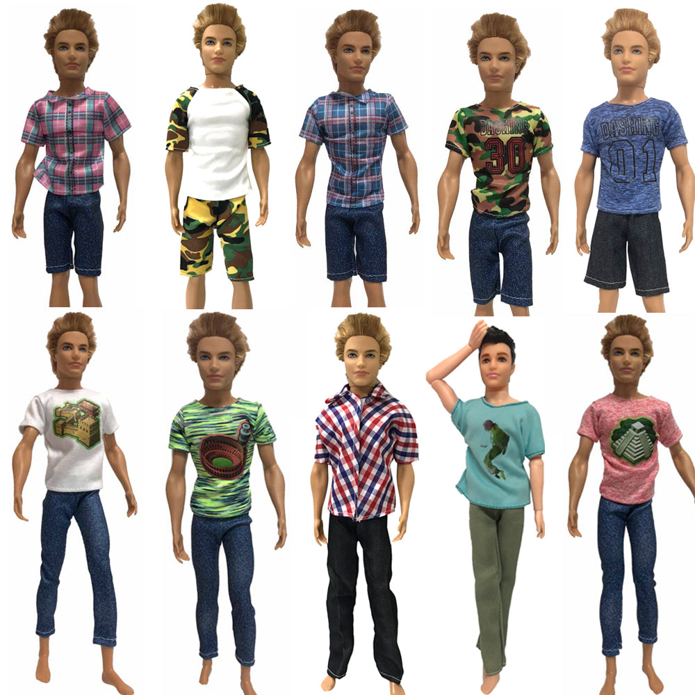 NK One Pcs Doll Casual Wear T-Shirt Trousers Summer Outfit Short Pants Ken Clothes Mix Style For Barbie Ken Doll Accessories JJ