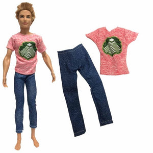 NK One Pcs Doll Casual Wear T-Shirt Trousers Summer Outfit Short Pants Ken Clothes Mix Style For Barbie Ken Doll Accessories JJ