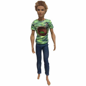NK One Pcs Doll Casual Wear T-Shirt Trousers Summer Outfit Short Pants Ken Clothes Mix Style For Barbie Ken Doll Accessories JJ