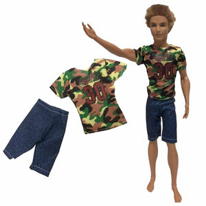 NK One Pcs Doll Casual Wear T-Shirt Trousers Summer Outfit Short Pants Ken Clothes Mix Style For Barbie Ken Doll Accessories JJ