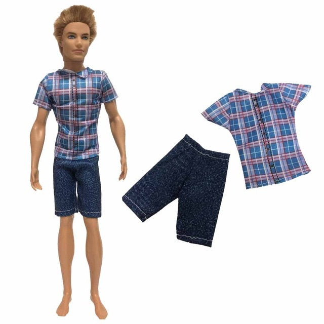 NK One Pcs Doll Casual Wear T-Shirt Trousers Summer Outfit Short Pants Ken Clothes Mix Style For Barbie Ken Doll Accessories JJ