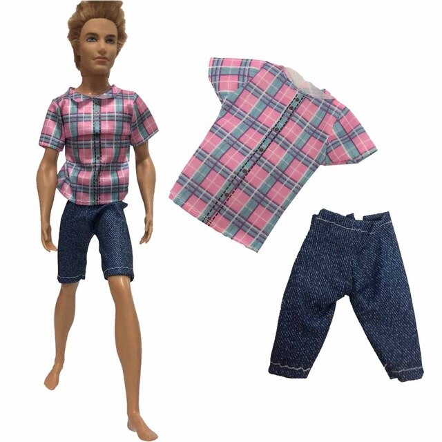 NK One Pcs Doll Casual Wear T-Shirt Trousers Summer Outfit Short Pants Ken Clothes Mix Style For Barbie Ken Doll Accessories JJ