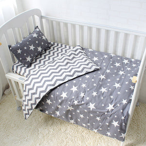 3Pcs Cotton Crib Bed Linen Kit For Boy Girl Cartoon Baby Bedding Set Includes Pillowcase Bed Sheet Duvet Cover Without Filler