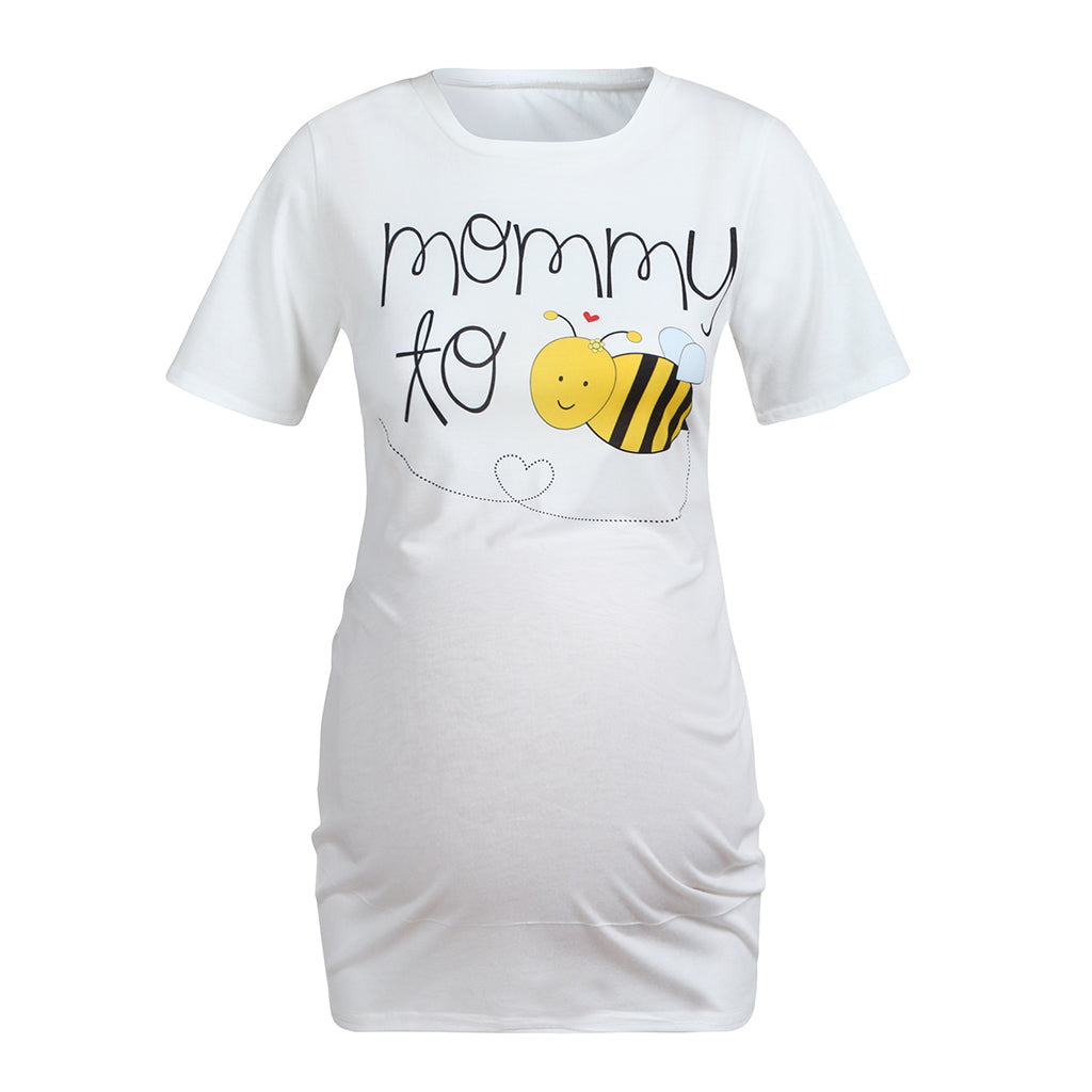 New Pregnant Women Maternity Nursing Tops Soft Cotton Cute Bee Mom Long T-Shirt hot