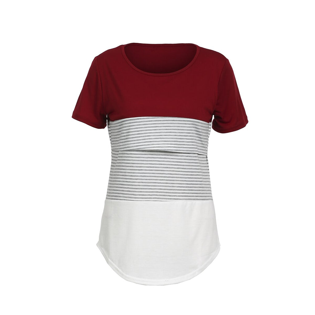 Women Maternity Short-Sleeve Breastfeeding Tops Nursing T-shirt Pregnant