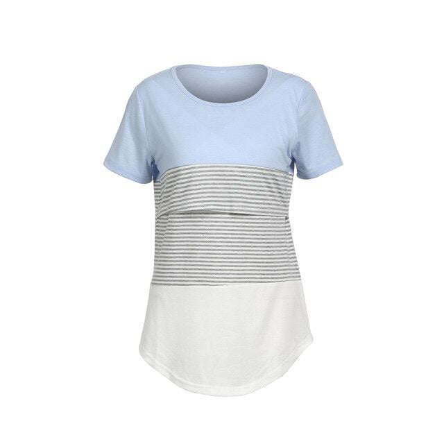 Women Maternity Short-Sleeve Breastfeeding Tops Nursing T-shirt Pregnant