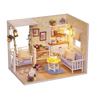 CUTEBEE Doll House DIY Miniature Dollhouse Model Wooden Toy Furnitures Casa De Boneca Dolls Houses Toys Birthday Gift H012