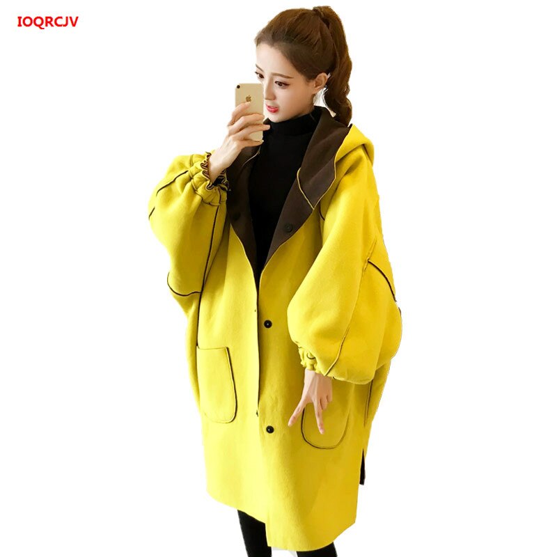 Woolen Jacket Female Fashion Long Two Sides Wear Wool Coat Winter Loose Large Size Bat Sleeve Casual Jacket Pregnant Women Coats