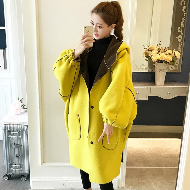 Woolen Jacket Female Fashion Long Two Sides Wear Wool Coat Winter Loose Large Size Bat Sleeve Casual Jacket Pregnant Women Coats